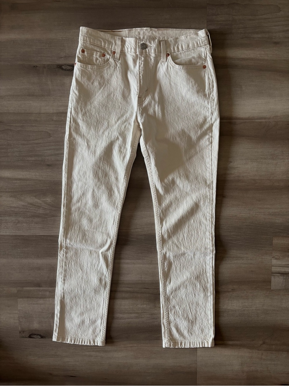Levi's Unisex Slim Straight 511 Denim Jeans 30x32 Cream Stretch Vintage